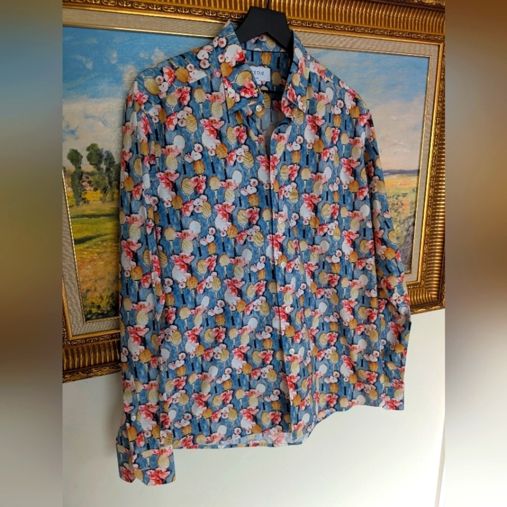 Eton Tennis Floral Pattern Shirt - Picture 3 of 4